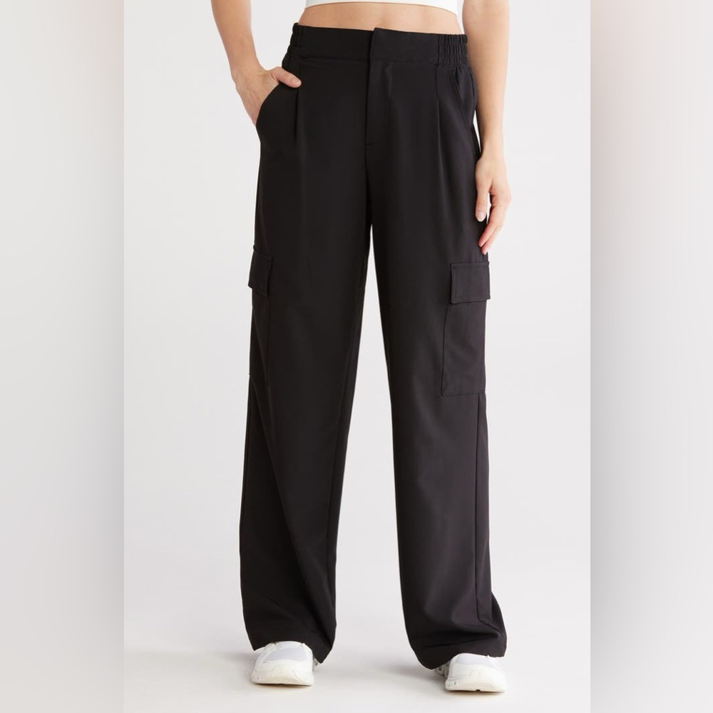 Women's Black Cargo Wide-Leg Pants